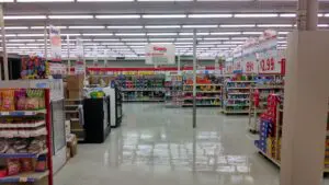 A store with many shelves and boxes of items.