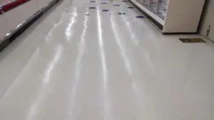 A white floor with blue lines on it